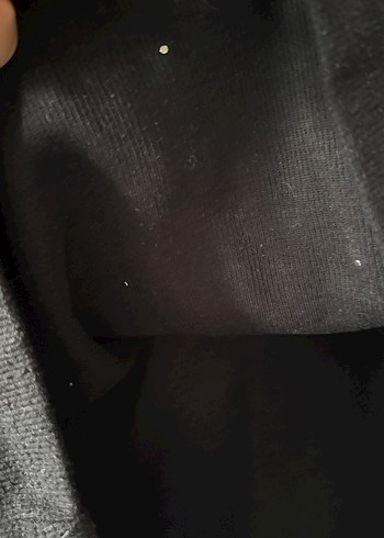 İnci Boncuk İşlemeli Siyah Kapüşonlu Triko Sweatshirt - Görsel 5