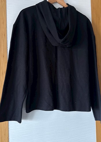 İnci Boncuk İşlemeli Siyah Kapüşonlu Triko Sweatshirt - Görsel 6