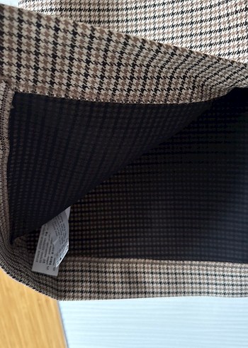 Bej Ekose Desenli Kemerli Midi Etek - Görsel 10