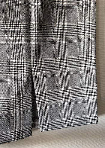 Gri Kareli Uzun Kalem Etek - Görsel 5