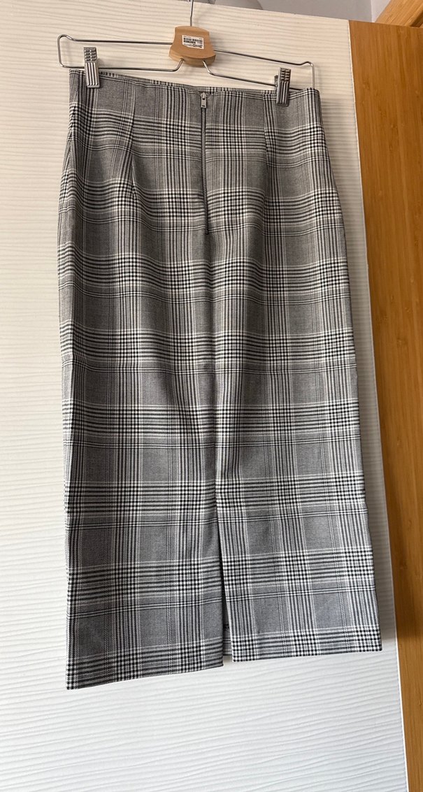 Gri Kareli Uzun Kalem Etek - Görsel 4