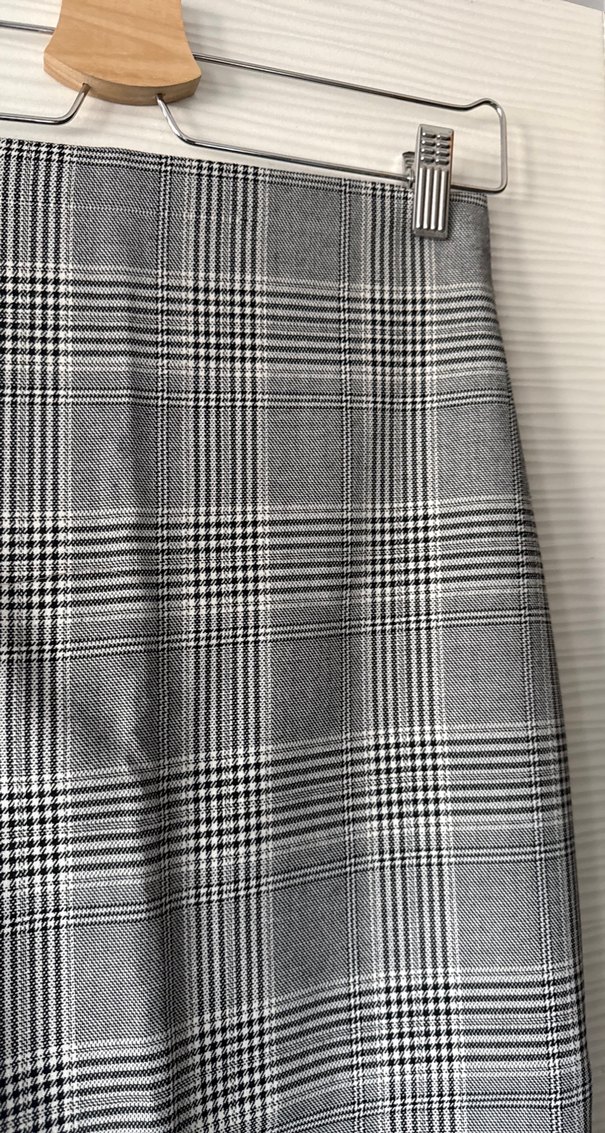 Gri Kareli Uzun Kalem Etek - Görsel 3