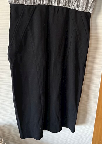 Gri ve Siyah Midi Kadın Elbise - Görsel 5