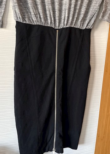 Gri ve Siyah Midi Kadın Elbise - Görsel 7