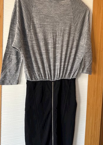 Gri ve Siyah Midi Kadın Elbise - Görsel 6