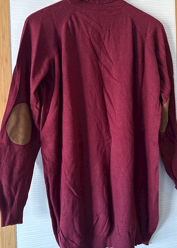 Bordo Kadın Boğazlı Uzun Kollu Triko Tunik-Elbise - Görsel 5