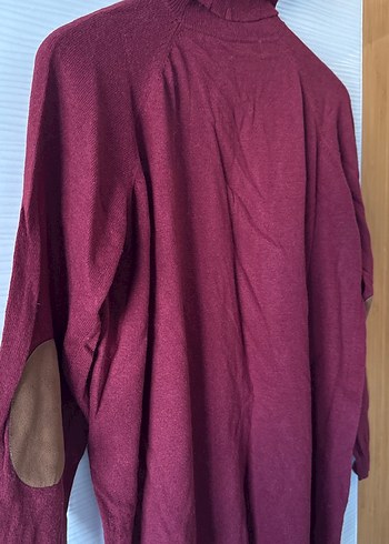 Bordo Kadın Boğazlı Uzun Kollu Triko Tunik-Elbise - Görsel 6