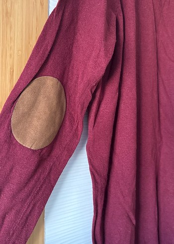 Bordo Kadın Boğazlı Uzun Kollu Triko Tunik-Elbise - Görsel 4