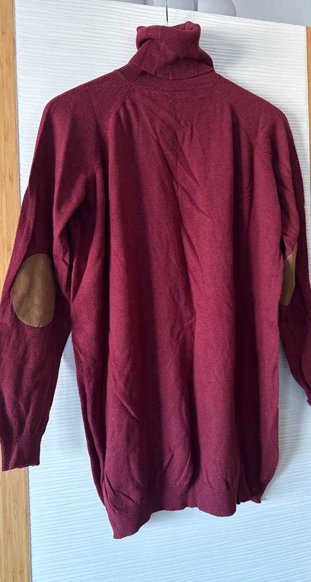 Bordo Kadın Boğazlı Uzun Kollu Triko Tunik-Elbise - Görsel 5