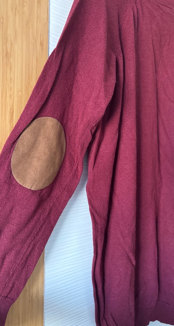 Bordo Kadın Boğazlı Uzun Kollu Triko Tunik-Elbise - Görsel 4