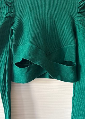 Yeşil Kadın Triko Uzun Kollu Kazak - Görsel 4