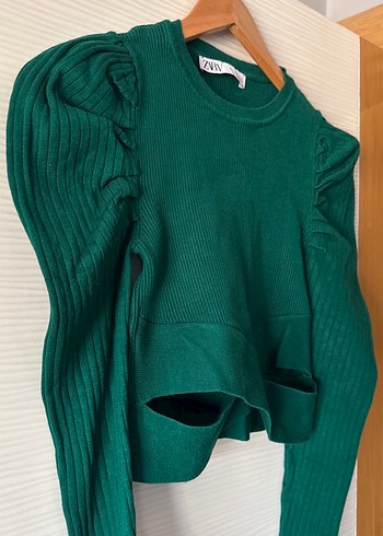 Yeşil Kadın Triko Uzun Kollu Kazak - Görsel 2