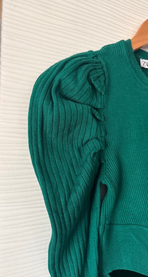 Yeşil Kadın Triko Uzun Kollu Kazak - Görsel 5
