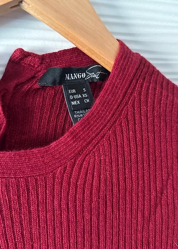 Bordo Kadın Fitilli Triko Elbise - Görsel 4