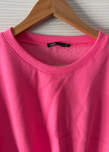 Pembe Kadın Fırfırlı Mini Sweatshirt - Görsel 5