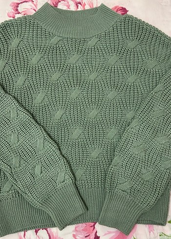 Kadın Yeşil Örgü Bohem Kazak - Görsel 3