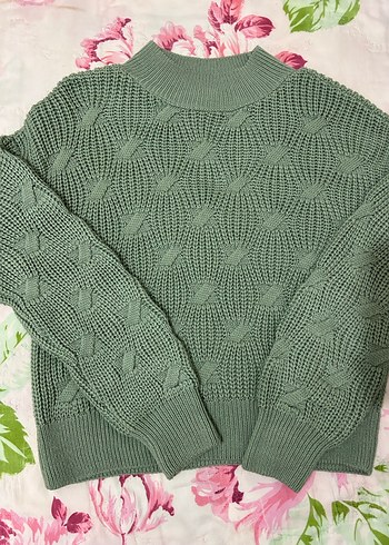 Kadın Yeşil Örgü Bohem Kazak - Görsel 4