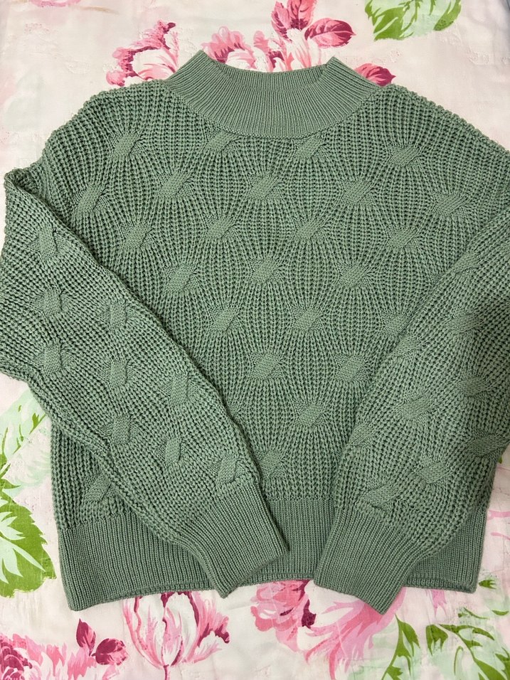 Kadın Yeşil Örgü Bohem Kazak - Görsel 4