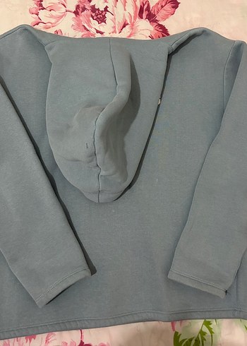 Bebek mavisi Kapüşonlu Kadın Sweatshirt - Rahat Kesim - Görsel 2