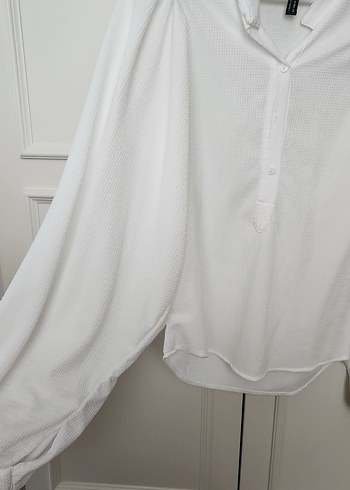 Kadın Beyaz Balon kollu Gömlek - Görsel 3