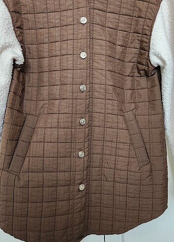 Polo yaka pelus kol detayli ceket - Görsel 4