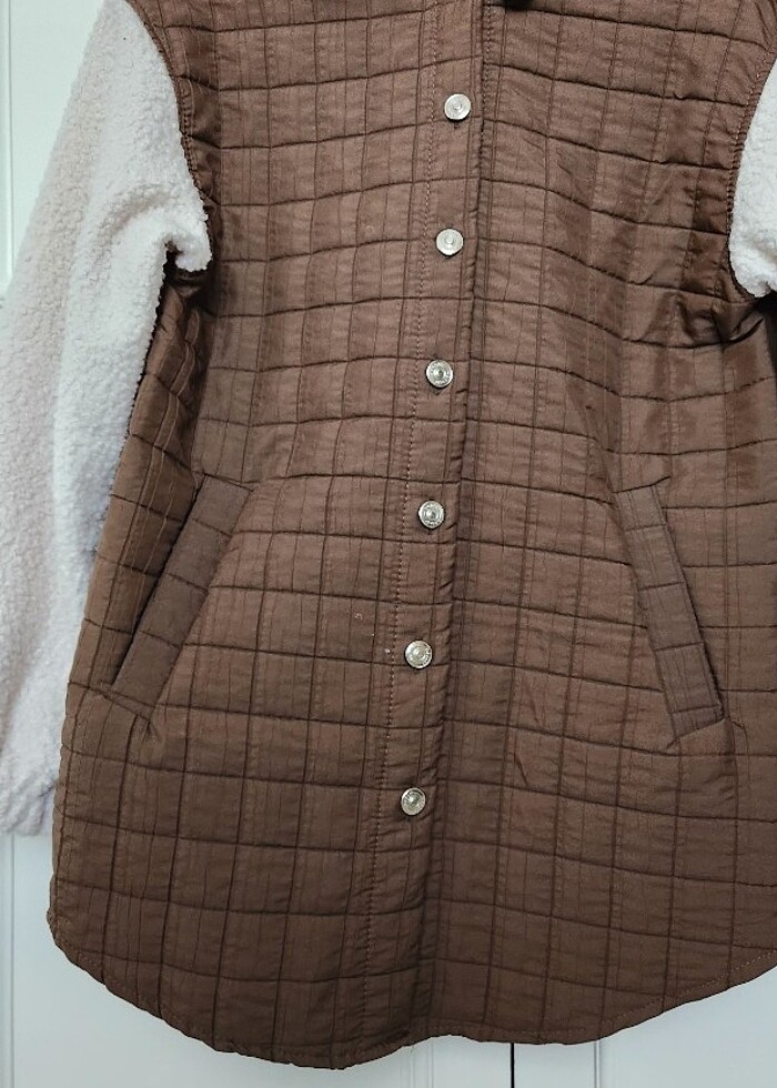 Polo yaka pelus kol detayli ceket - Görsel 2