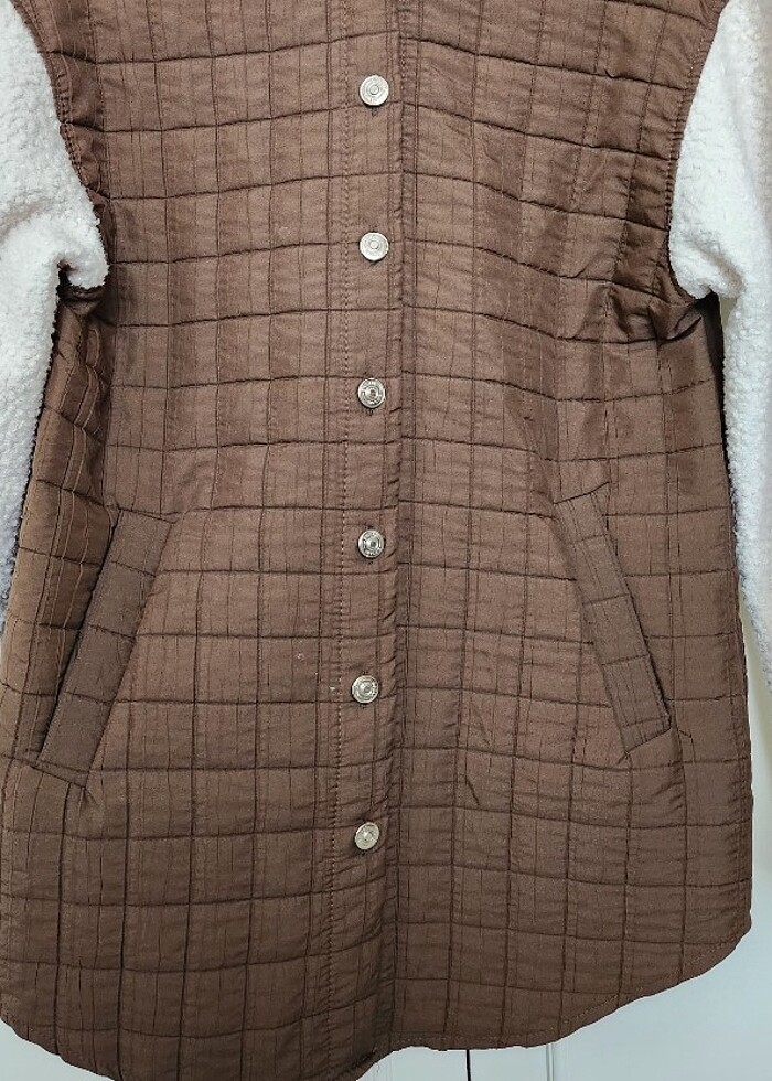 Polo yaka pelus kol detayli ceket - Görsel 4