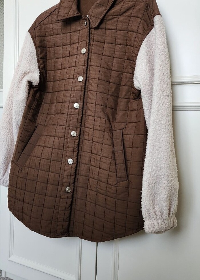 Polo yaka pelus kol detayli ceket - Görsel 5