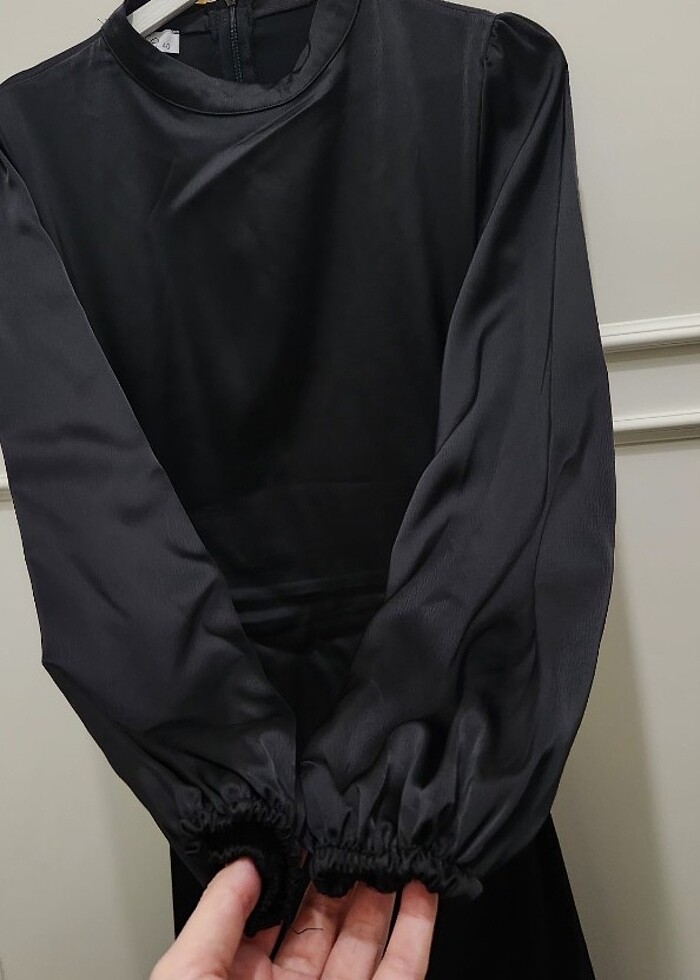 Tesettür saten elbise - Görsel 3