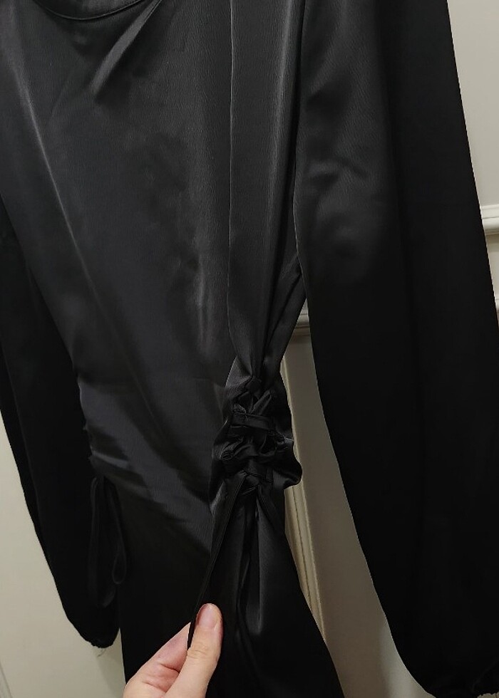 Tesettür saten elbise - Görsel 5