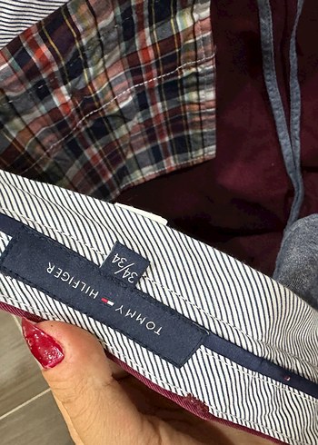 34 Beden Tommy Hilfiger Bordo Erkek canvas Pantolon