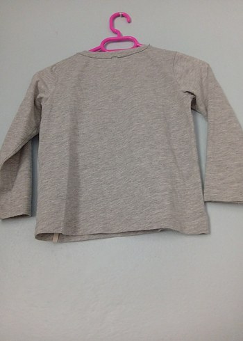 Kız Çocuk Gri Uzun Kollu Baskılı Tişört - Görsel 4