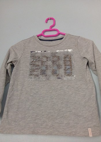 Kız Çocuk Gri Uzun Kollu Baskılı Tişört - Görsel 3