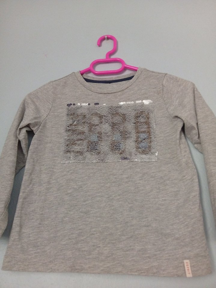 Kız Çocuk Gri Uzun Kollu Baskılı Tişört - Görsel 3