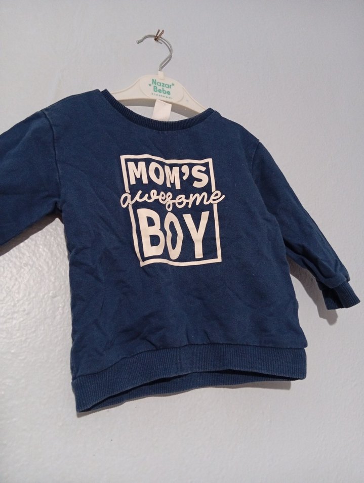 Erkek Çocuk Mavi Baskılı Uzun Kollu Sweatshirt - Görsel 2