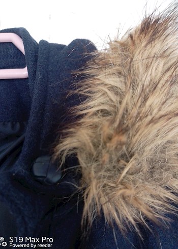 Lacivert Uzun Kadın pardesü, Kürklü, Ofis Stili - Görsel 5