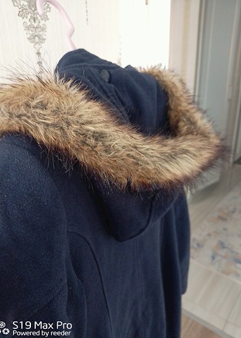 Lacivert Uzun Kadın pardesü, Kürklü, Ofis Stili - Görsel 4