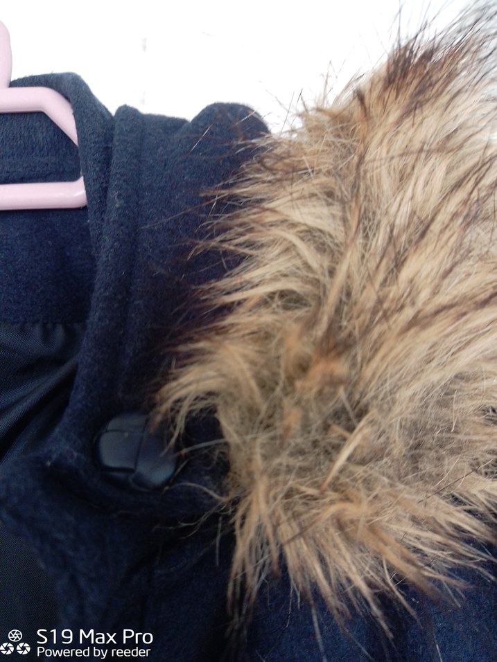 Lacivert Uzun Kadın pardesü, Kürklü, Ofis Stili - Görsel 5