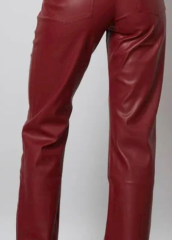 Beyyoğlu marka bordo deri pantolon - Görsel 2