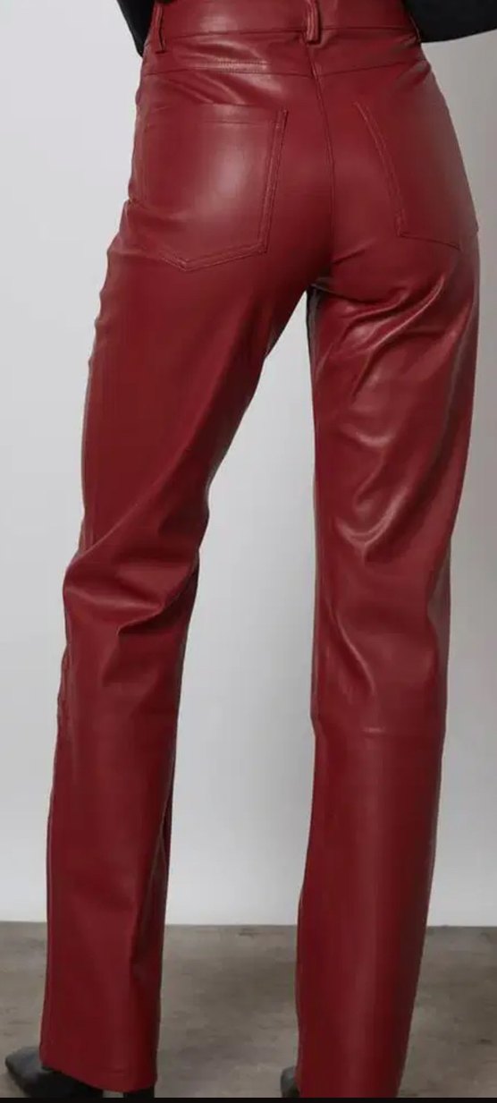 Beyyoğlu marka bordo deri pantolon - Görsel 2