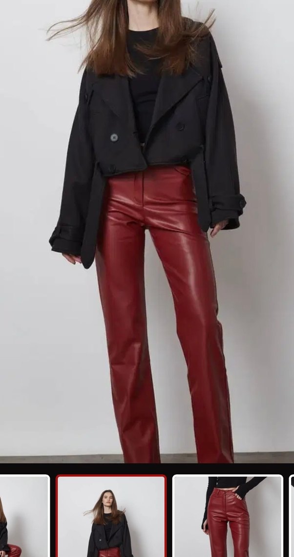 Beyyoğlu marka bordo deri pantolon - Görsel 3