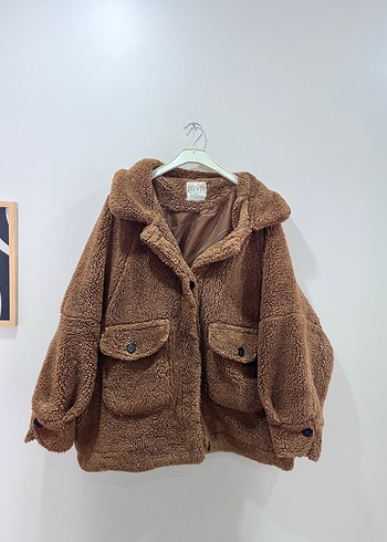Kahverengi peluş oversize dilvin ceket