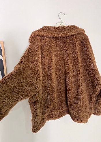 l Beden Kahverengi peluş oversize dilvin ceket