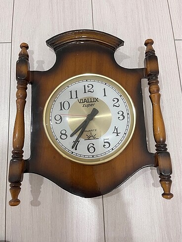 Vıalux alman ahşap antika duvar saati orjinal vintage