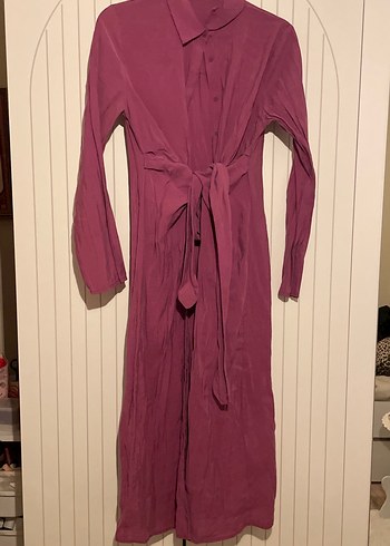 Bordo Uzun Kollu Salaş Uzun Elbise - Görsel 2