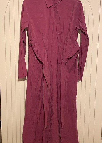 Bordo Uzun Kollu Salaş Uzun Elbise - Görsel 3