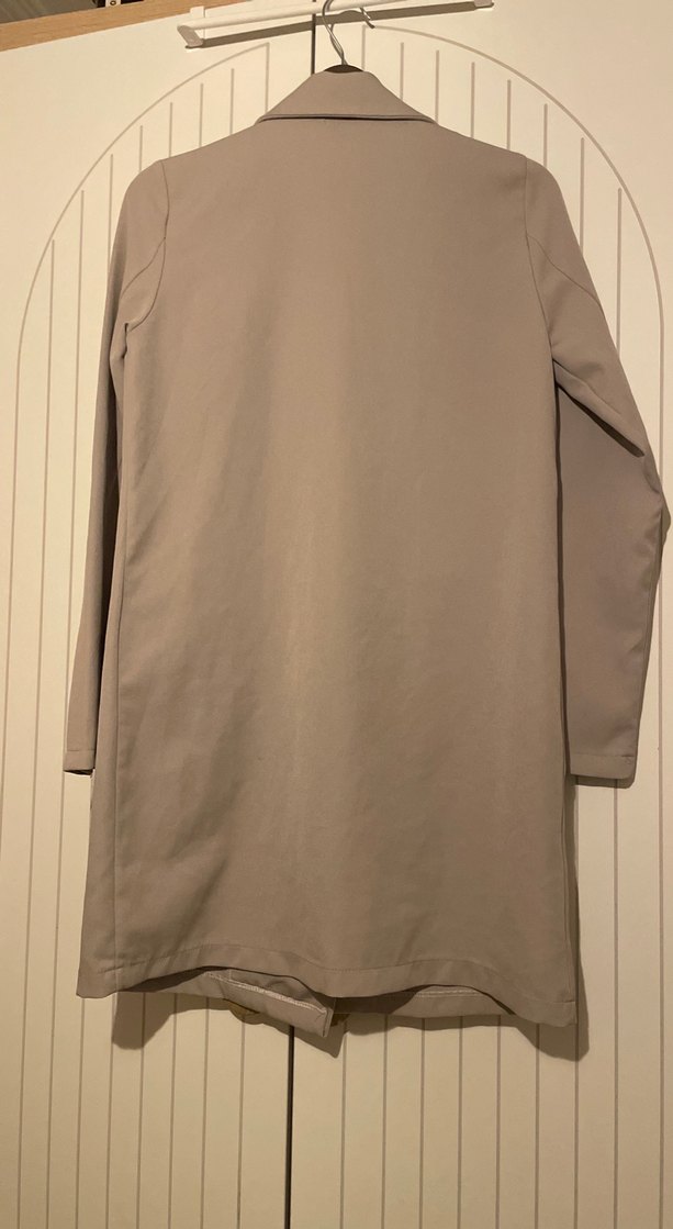 Bej Kadın Düğmeli Midi Blazer Ceket - Görsel 3