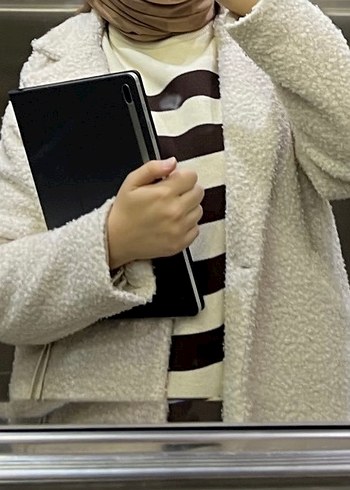 Krem Peluş Detaylı Midi Kaban - Görsel 2