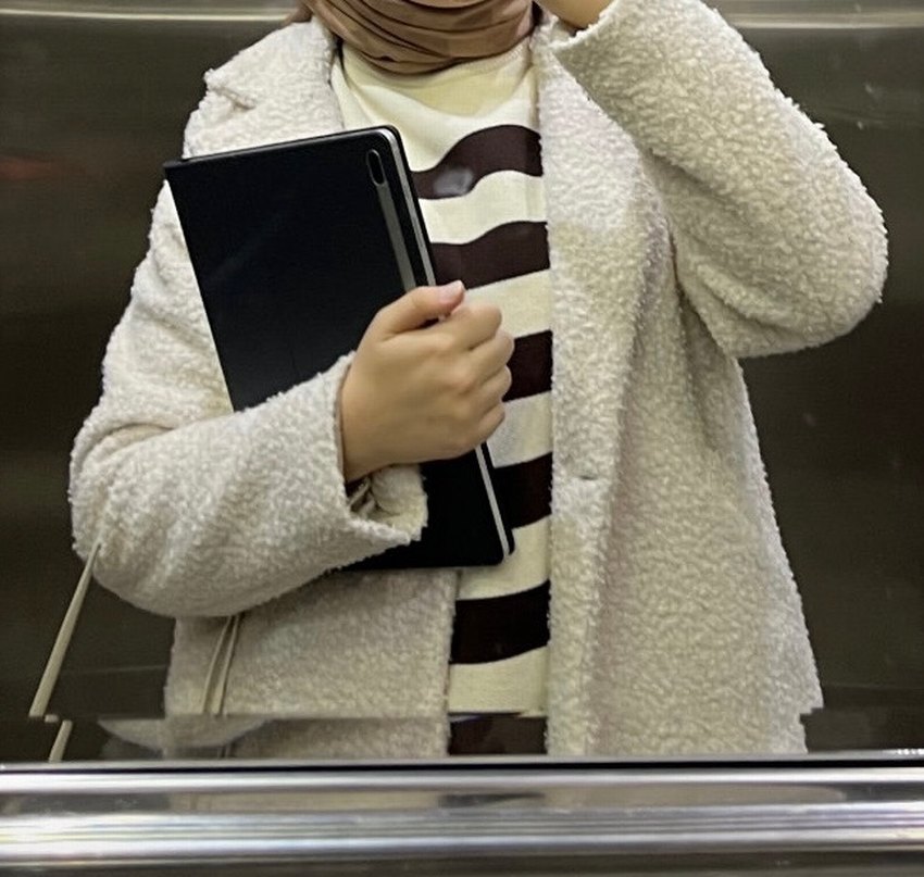 Krem Peluş Detaylı Midi Kaban - Görsel 2