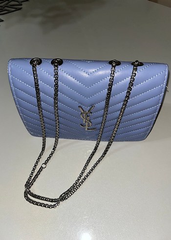 Mavi Deri Zincir Detaylı Çanta - Görsel 3